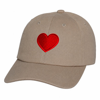 Heart Design Low Profile Dad Hat Embroidered Adjustable Cap