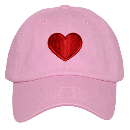 Heart Design Low Profile Dad Hat Embroidered Adjustable Cap