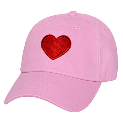 Heart Design Low Profile Dad Hat Embroidered Adjustable Cap