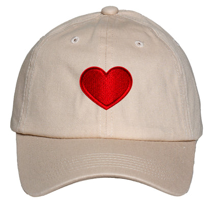 Heart Design Low Profile Dad Hat Embroidered Adjustable Cap