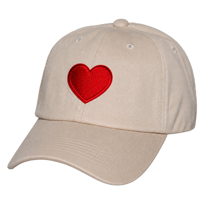 Heart Design Low Profile Dad Hat Embroidered Adjustable Cap