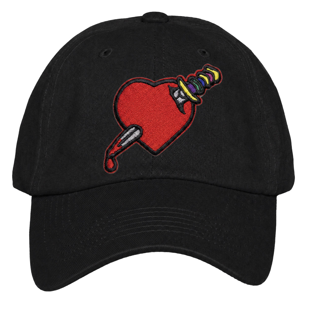Heart Design Low Profile Dad Hat Embroidered Adjustable Cap