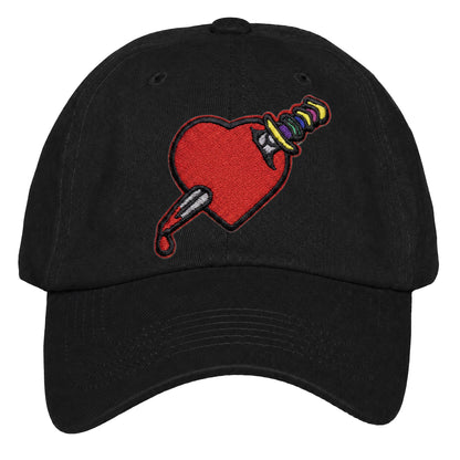 Heart Design Low Profile Dad Hat Embroidered Adjustable Cap