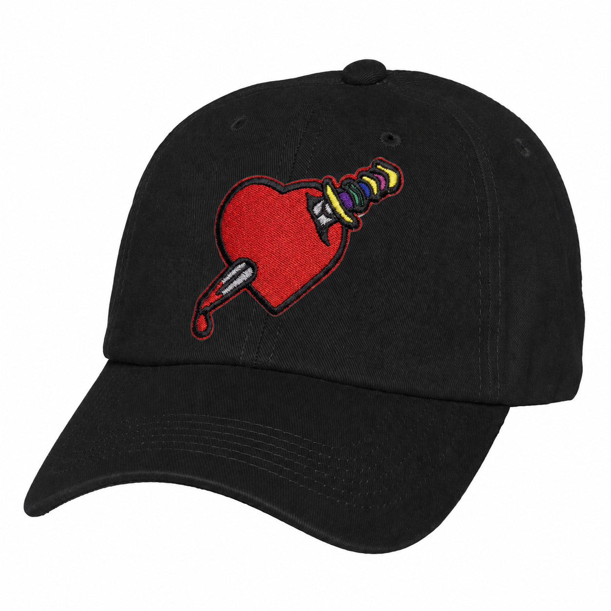 Heart Design Low Profile Dad Hat Embroidered Adjustable Cap