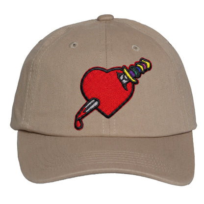 Heart Design Low Profile Dad Hat Embroidered Adjustable Cap
