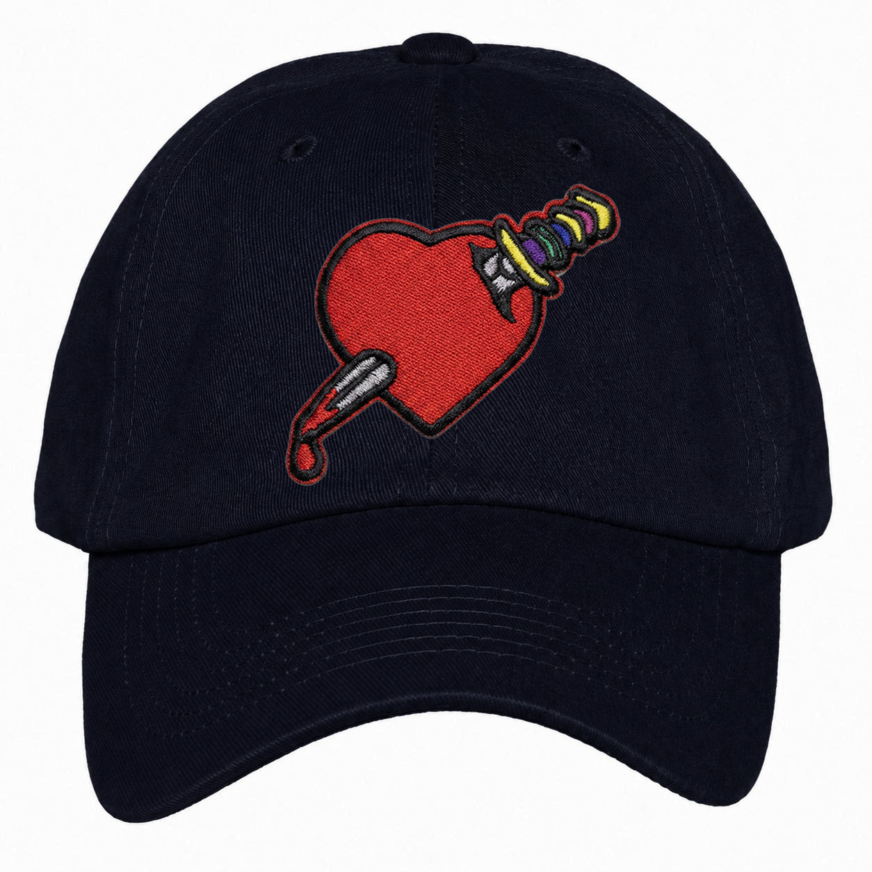 Heart Design Low Profile Dad Hat Embroidered Adjustable Cap