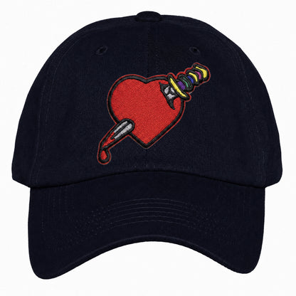 Heart Design Low Profile Dad Hat Embroidered Adjustable Cap