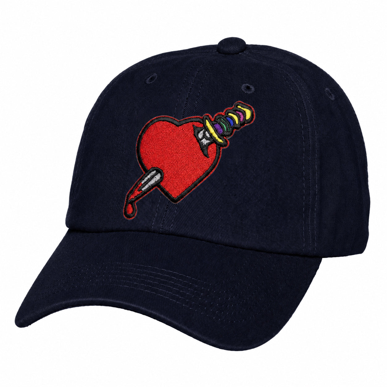 Heart Design Low Profile Dad Hat Embroidered Adjustable Cap