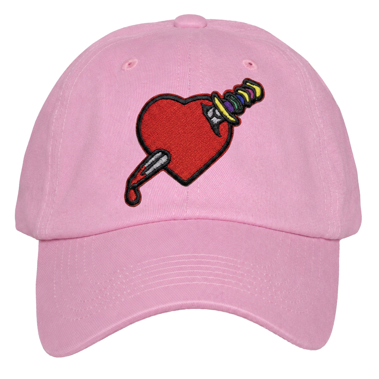 Heart Design Low Profile Dad Hat Embroidered Adjustable Cap