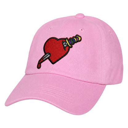 Heart Design Low Profile Dad Hat Embroidered Adjustable Cap