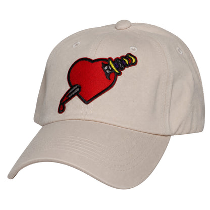 Heart Design Low Profile Dad Hat Embroidered Adjustable Cap