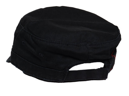 Military Cadet Hat Distressed Army Style Patrol Cap For Mens Womens Unisex Black