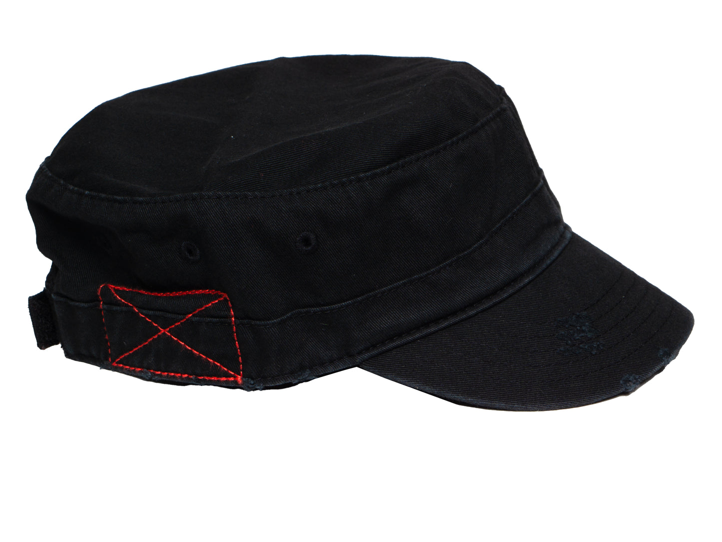 Military Cadet Hat Distressed Army Style Patrol Cap For Mens Womens Unisex Black