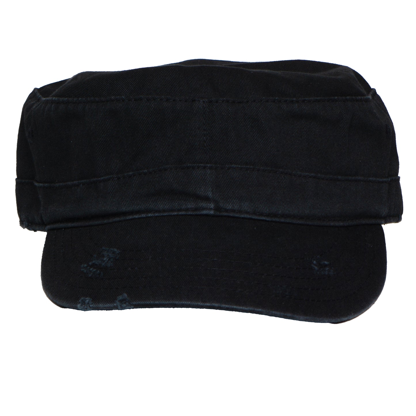 Military Cadet Hat Distressed Army Style Patrol Cap For Mens Womens Unisex Black