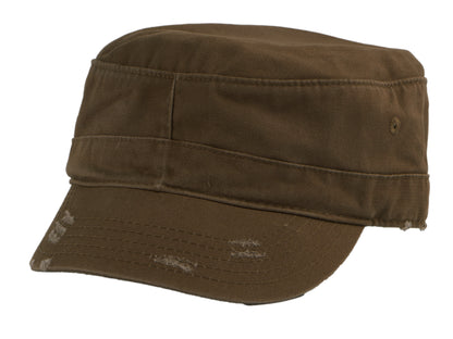Military Cadet Hat Distressed Army Style Patrol Cap For Mens Womens Unisex Black