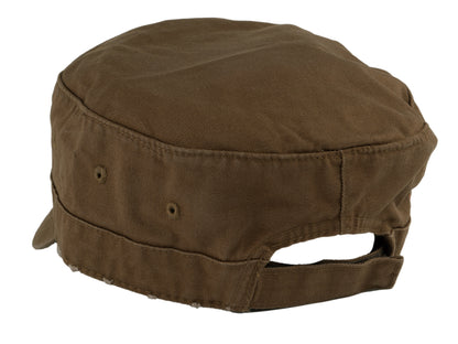 Military Cadet Hat Distressed Army Style Patrol Cap For Mens Womens Unisex Black