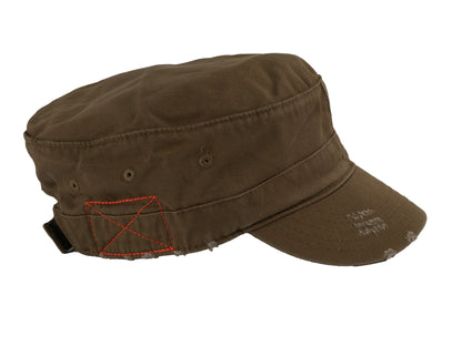 Military Cadet Hat Distressed Army Style Patrol Cap For Mens Womens Unisex Black