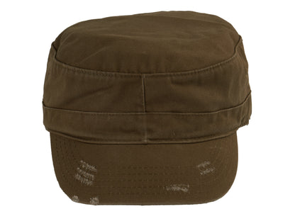 Military Cadet Hat Distressed Army Style Patrol Cap For Mens Womens Unisex Black