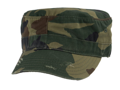 Military Cadet Hat Distressed Army Style Patrol Cap For Mens Womens Unisex Black