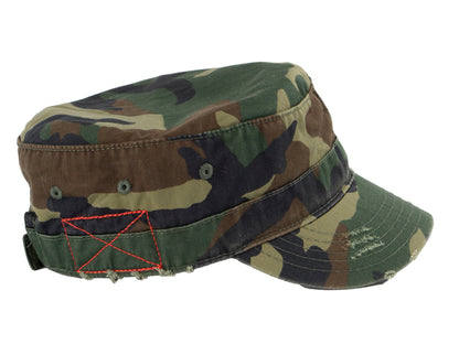 Military Cadet Hat Distressed Army Style Patrol Cap For Mens Womens Unisex Black