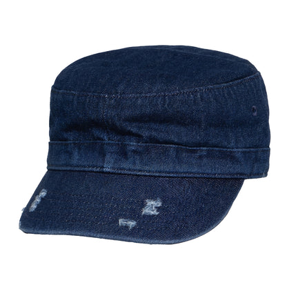 Military Cadet Hat Distressed Army Style Patrol Cap For Mens Womens Unisex Black