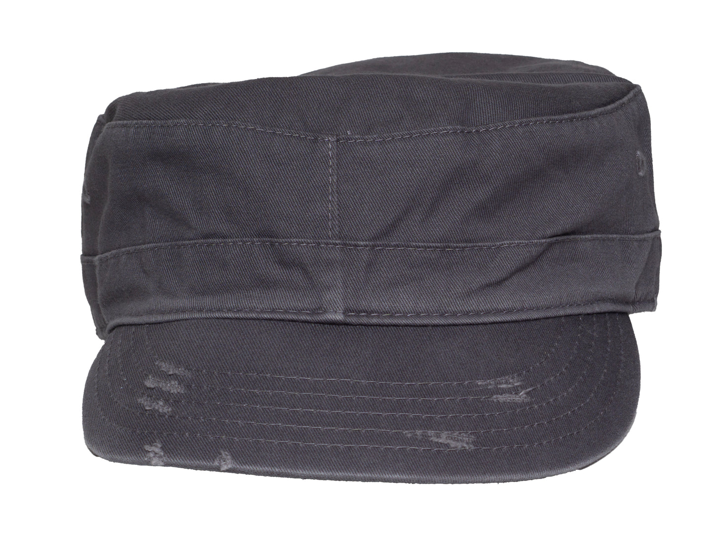 Military Cadet Hat Distressed Army Style Patrol Cap For Mens Womens Unisex Black