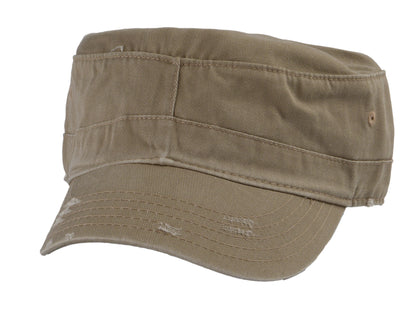 Military Cadet Hat Distressed Army Style Patrol Cap For Mens Womens Unisex Black