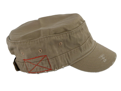 Military Cadet Hat Distressed Army Style Patrol Cap For Mens Womens Unisex Black