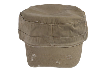 Military Cadet Hat Distressed Army Style Patrol Cap For Mens Womens Unisex Black
