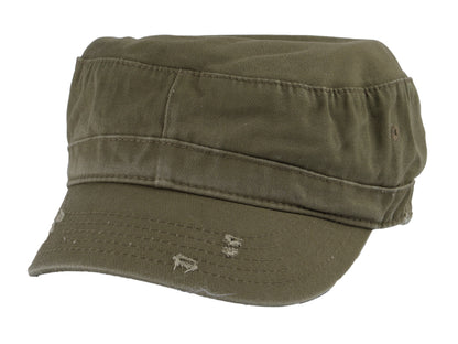 Military Cadet Hat Distressed Army Style Patrol Cap For Mens Womens Unisex Black