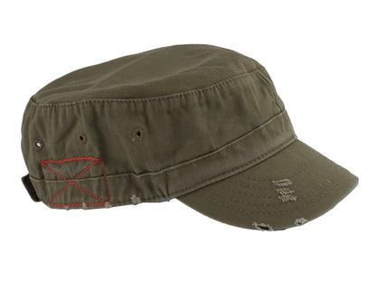 Military Cadet Hat Distressed Army Style Patrol Cap For Mens Womens Unisex Black