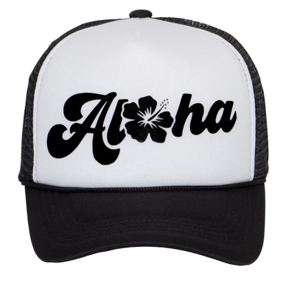 Mens Womens Aloha Flower Trucker Hat - Hawaii Hibiscus Snapback Cap