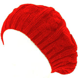 Topheadwear Cable Knit Winter Ski Beret Knit Tam Skull Hat - Black