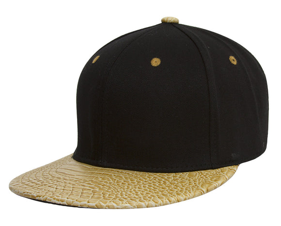 TopHeadwear Adjustable Two-Tone Cap with Gator Print Bill - Black/Gold