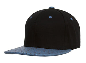 TopHeadwear Adjustable Two-Tone Cap with Ostrich Print Bill - Black/Blue