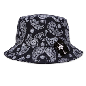 TopHeadwear Print Bucket Hats - Paisley - Navy