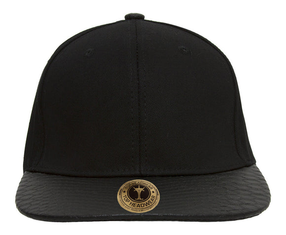 TopHeadwear Snake Skin Pattern Flat Bill Snapback