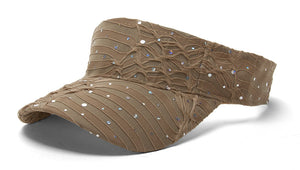 TopHeadwear Glitter Sequin Visor Hat - Beige