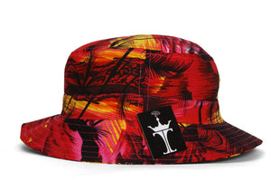 TopHeadwear Print Bucket Hats - Hawaii Red Sunset Flower - Small/Medium