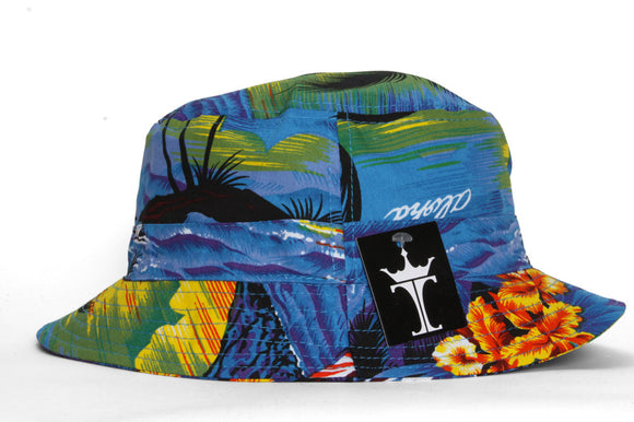 TopHeadwear Print Bucket Hats - Hawaii Blue Ocean Flower - Large/X-Large