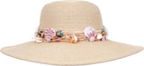 Topheadwear Toyo Braid Beach Seashell Band Wide Brim Sun Hat - Black