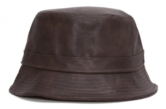 TopHeadwear Vegan Leather Bucket Hat - Black