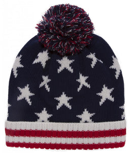 TopHeadwear USA Flag Beanie w/ Pom