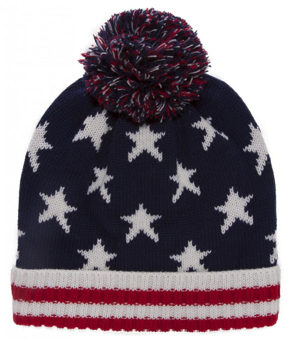 TopHeadwear USA Flag Beanie w/ Pom
