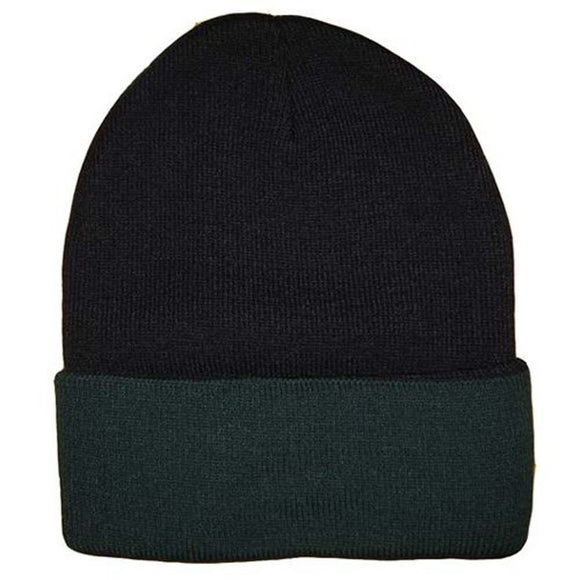 Two Tone Long Beanie Black / Forest