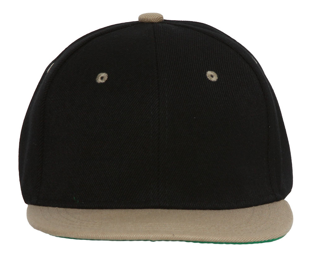 Topheadwear Youth Blank Two-Tone Snapback Hat - Black/Beige