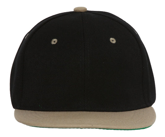 Topheadwear Youth Blank Two-Tone Snapback Hat - Black/Beige