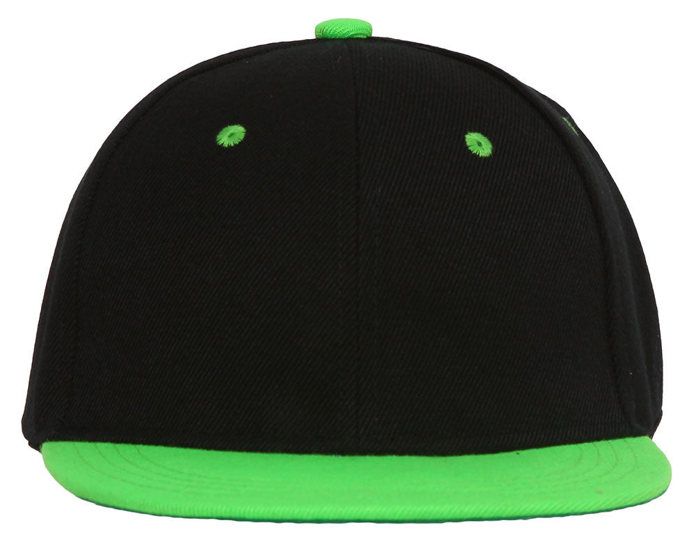 Topheadwear Youth Blank Two-Tone Snapback Hat - Black/Beige
