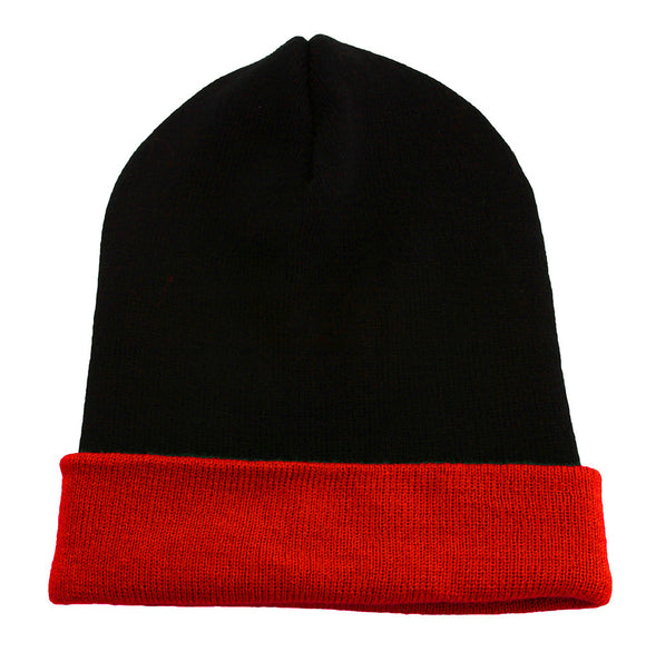 Two Tone Long Beanie Black / Red