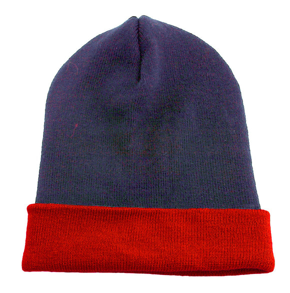 Two Tone Long Beanie Navy / Red